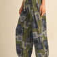 PATCHWORK BANDANA PRINT PLEATED PARACHUTE PANTS MP5392: OLIVE MULTI PAISLEY / S