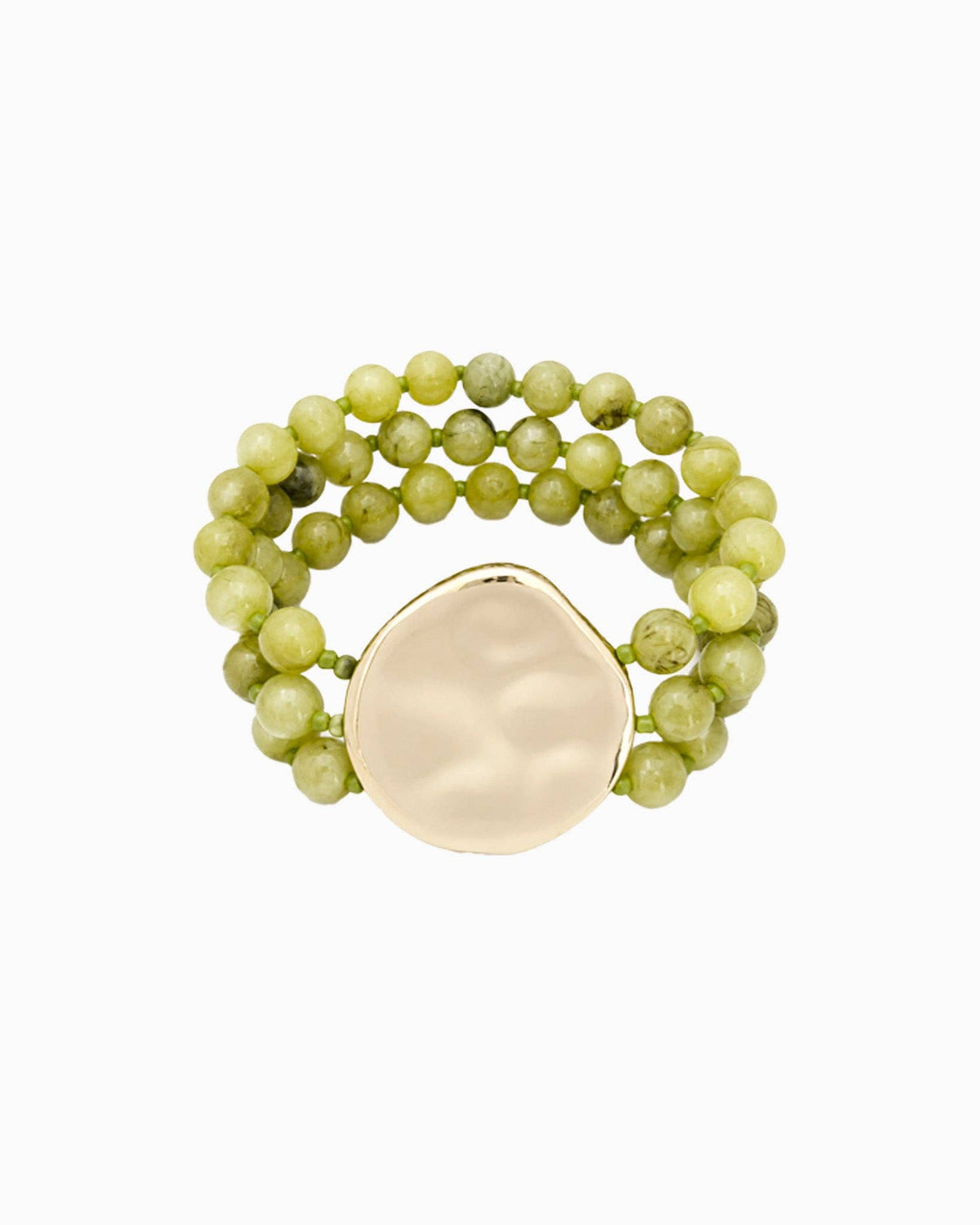 Organic Marbled Bead Layered Statement Bracelet: Ivory