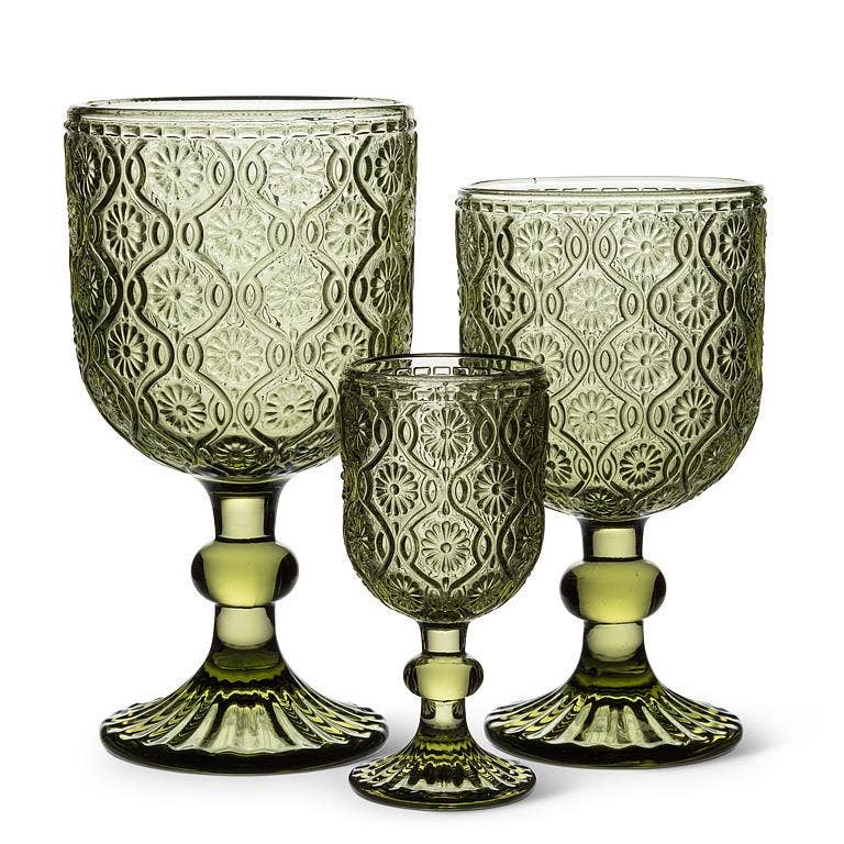Daisy Red Wine Glass-Olive-6.5"H(12oz)