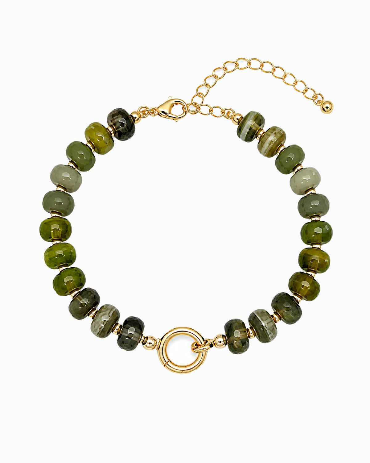 Autumn Marble Bead Clasp Bracelet: Olive