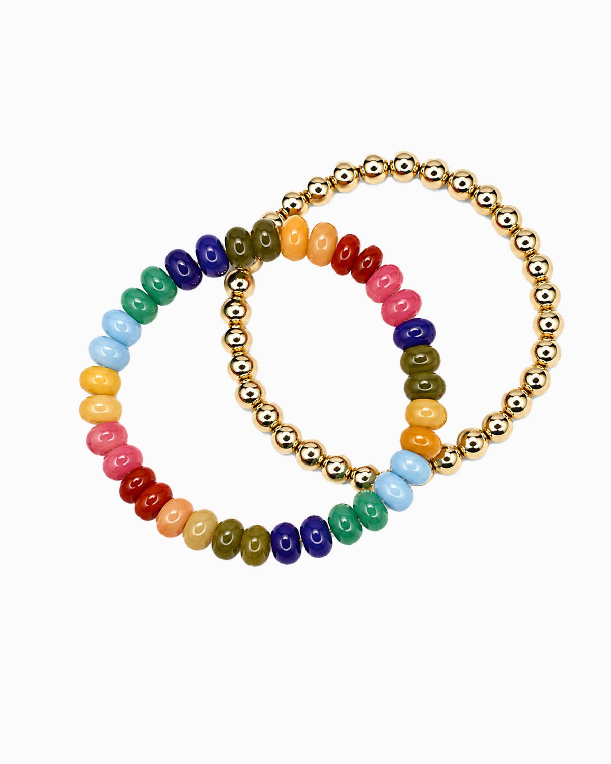 2 Layered Semi-Precious Beaded Bracelet Set: Grey