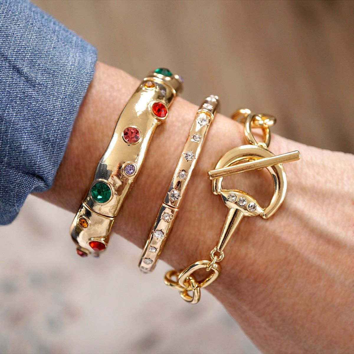 Chunky Horse Bit Chain Bracelet in Gold Tone Equestrian – Saddle Shine