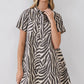 CD07293-Zebra Print Button Down Collared Mini Dress: CREAM / L