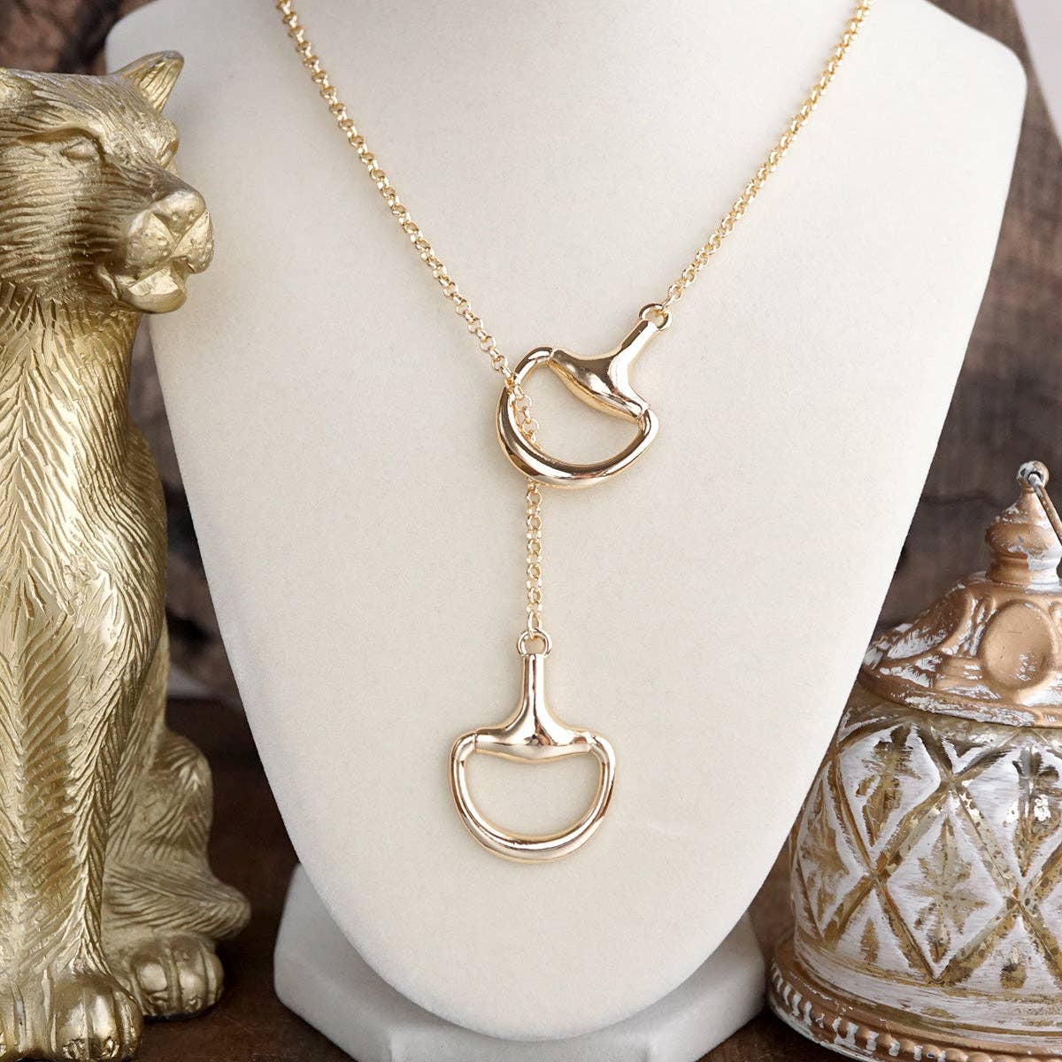 Rider’s Link – Adjustable Horse Bit Lariat Necklace: Silver