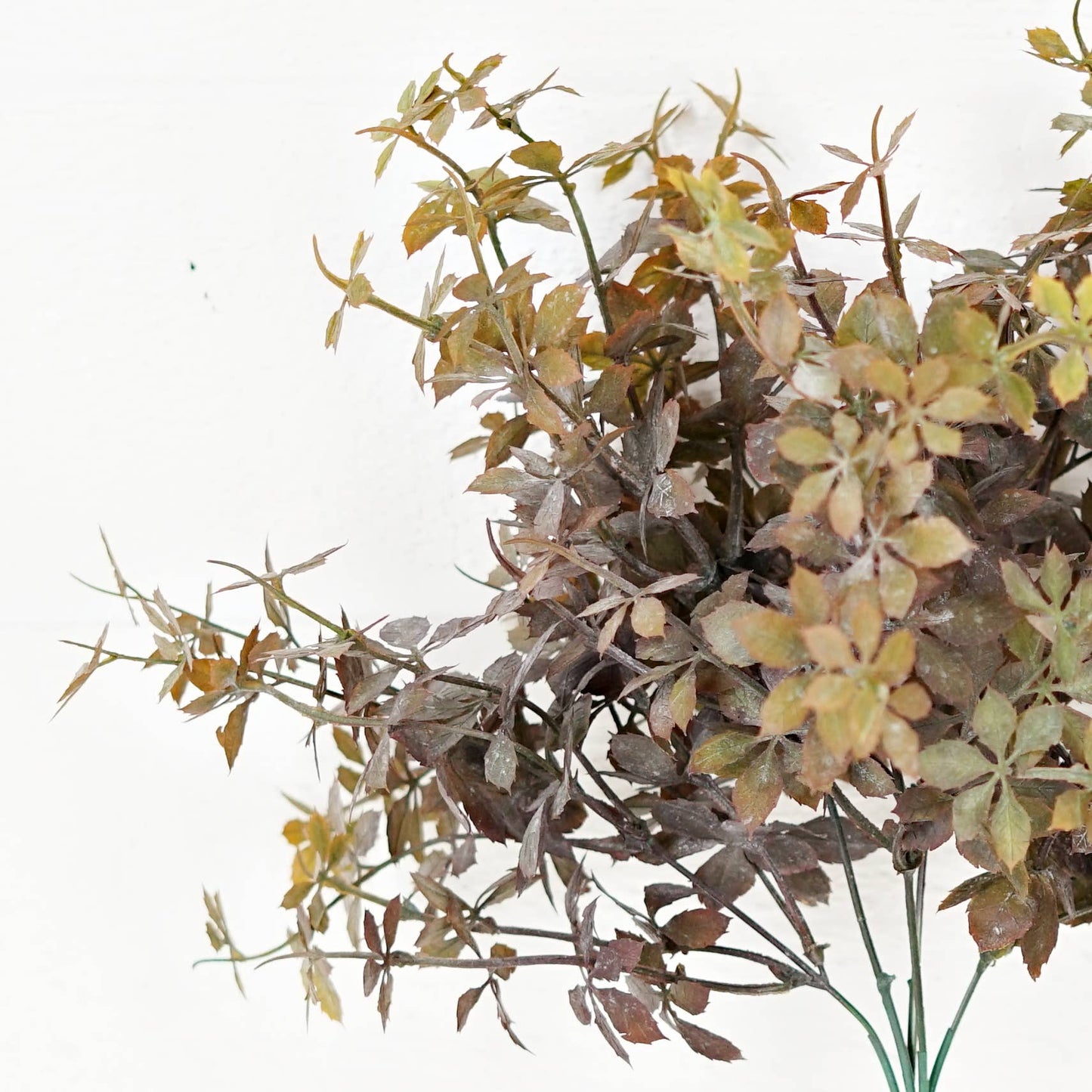 530077- 16in Plastic Sweetgum Leaves Bush-Flocked Sage/Brown