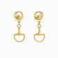 Hammered Stone Horsebit Drop Earrings: Gold