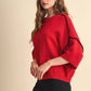 SHORT SLV SWEATER W CONTRAST BLANKET STITCH MSW11471: OLIVE TAUPE / S