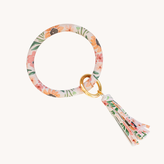 Sunny Poppies Circle Wristlet Keyring