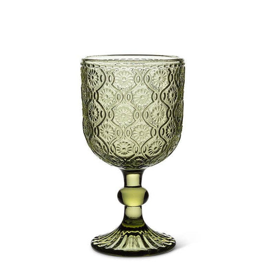 Daisy Red Wine Glass-Olive-6.5"H(12oz)