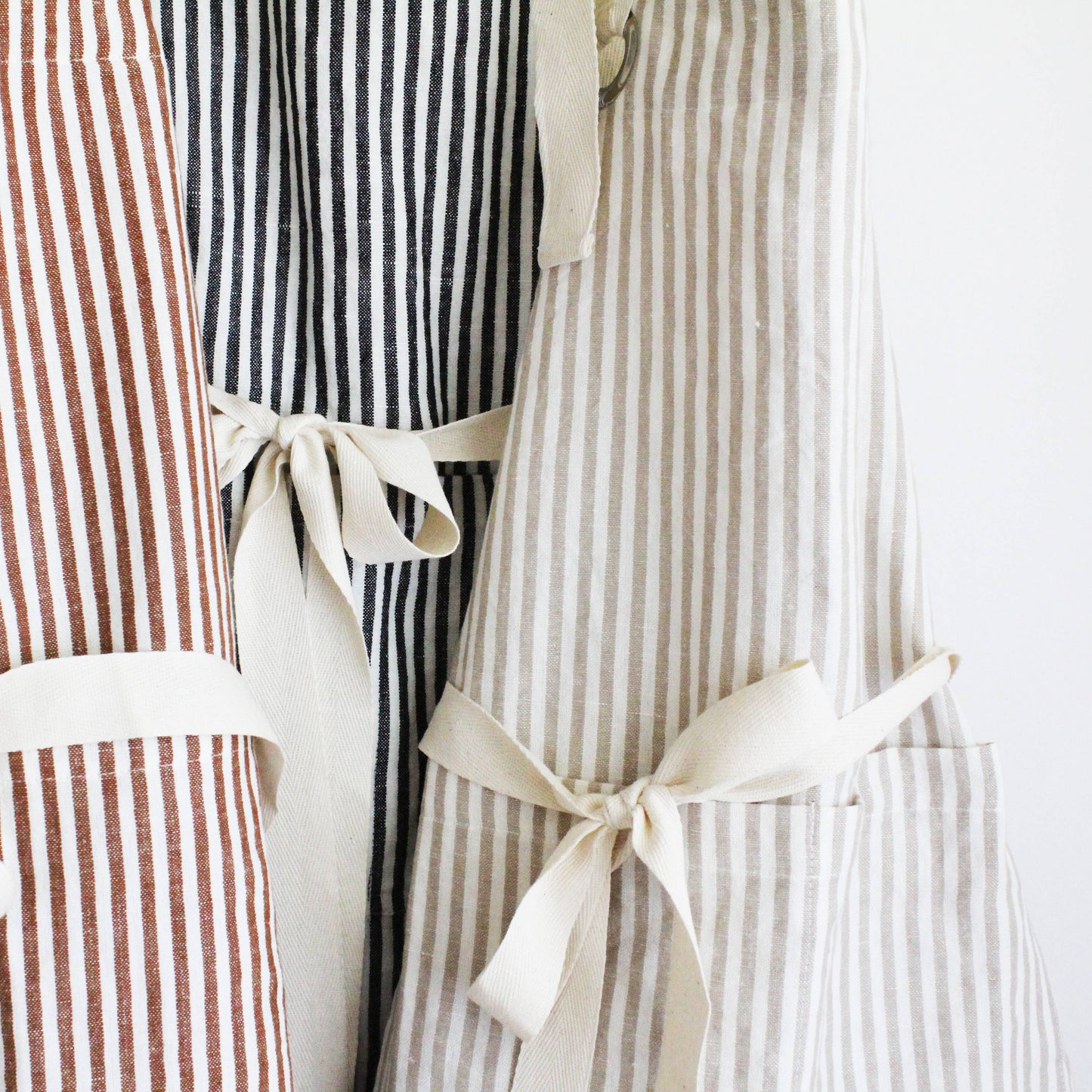 Ruffle Pin Stripe Apron: Blue