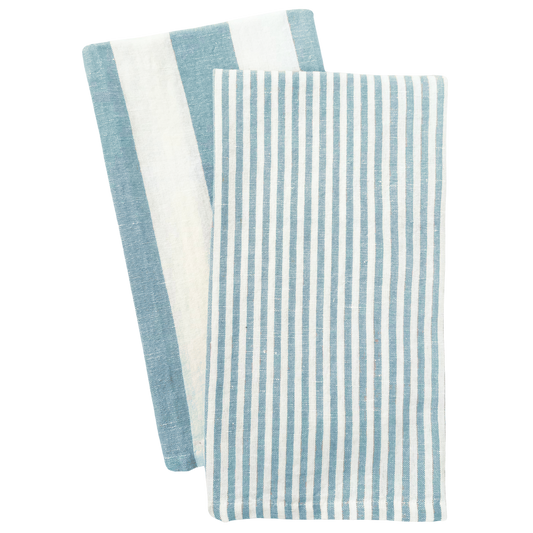 Stripe Tea Towel Set: Blue