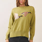 CW2679-Flying Duck Intarsia Crew Neck Sweater: Green / S
