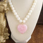 Chunky Statement Necklace – Chunky Beaded Heart Pendant Necklace: Brown