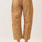 CP10398-Deer Print Barrel Leg Pants: Brown / S
