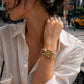 Organic Marbled Bead Layered Statement Bracelet: Ivory