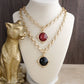 Gold Toggle Pendant Chain Necklace – Color Stone Glow: Soft Ivory