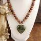 Chunky Statement Necklace – Chunky Beaded Heart Pendant Necklace: Brown