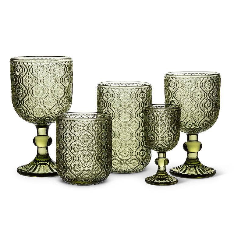 Daisy Red Wine Glass-Olive-6.5"H(12oz)