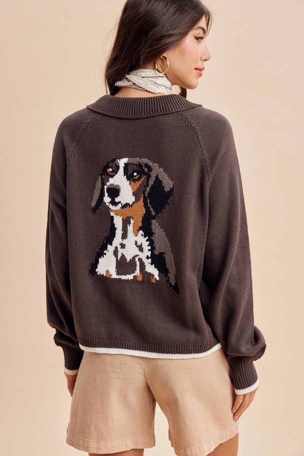 BEAGLE KNITTED CARDIGAN: DUSTED OLIVE / S