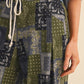 PATCHWORK BANDANA PRINT PLEATED PARACHUTE PANTS MP5392: OLIVE MULTI PAISLEY / M