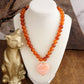 Chunky Statement Necklace – Chunky Beaded Heart Pendant Necklace: Brown