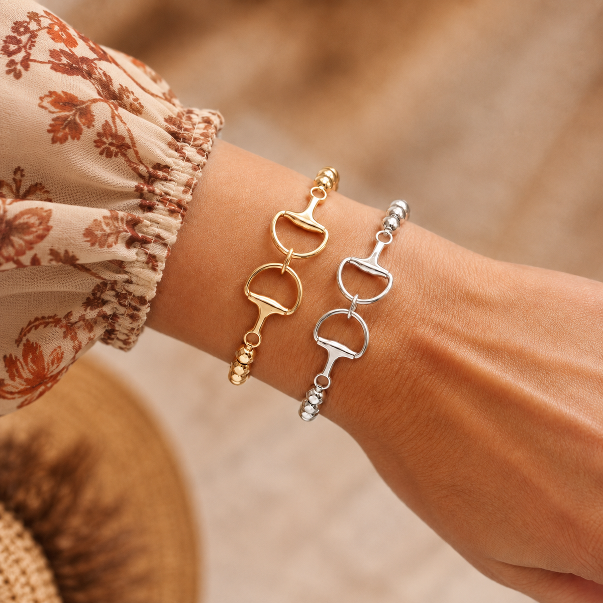 Bit of Shine – Stretch Horse Bit Bracelet: Gold