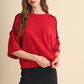 SHORT SLV SWEATER W CONTRAST BLANKET STITCH MSW11471: OLIVE TAUPE / L