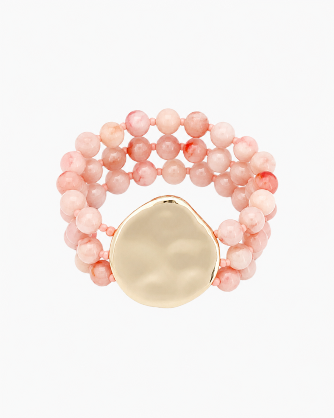Organic Marbled Bead Layered Statement Bracelet: Pink