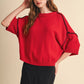 SHORT SLV SWEATER W CONTRAST BLANKET STITCH MSW11471: OLIVE TAUPE / S