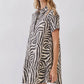 CD07293-Zebra Print Button Down Collared Mini Dress: CREAM / M