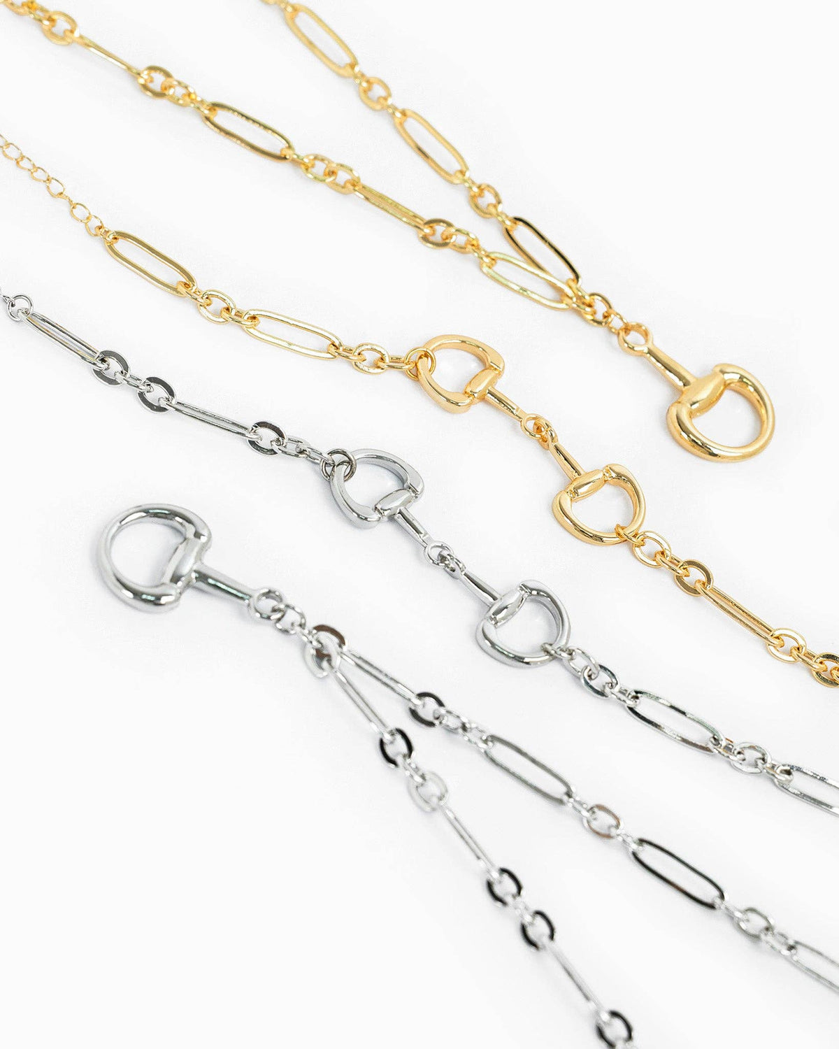 Horsebit Linked Chain Necklace: Gold