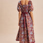 COTTON SQUARE NECK PUFF MAXI: BURNT GINGER / L
