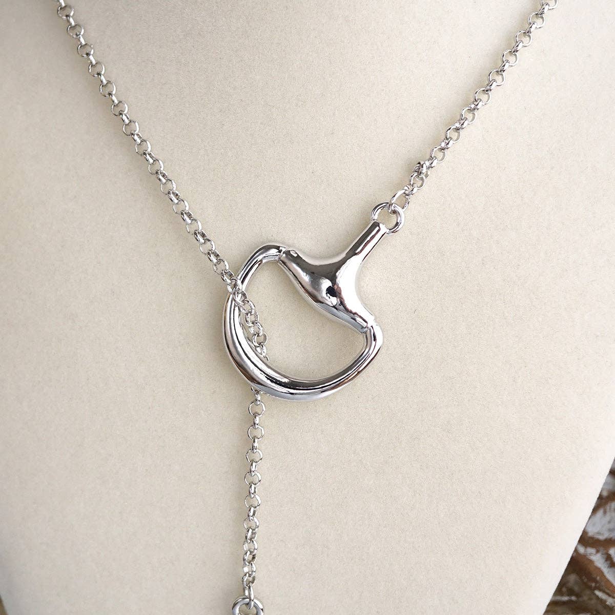 Rider’s Link – Adjustable Horse Bit Lariat Necklace: Silver