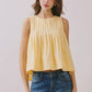 CT9082-Pleated Detail High Low Sleeveless Top: Baby Blue / L