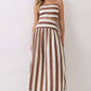CS4090-Stripe Drop-Waist A-Line Maxi Skirt: Navy / S