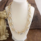 Chunky Statement Necklace – Elongated Textured Chain Necklace: Two Tone