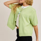 SHORT SLEEVE SWEATER CARDIGAN: LT OLIVE / S