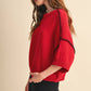 SHORT SLV SWEATER W CONTRAST BLANKET STITCH MSW11471: OLIVE TAUPE / L