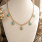 Cabochon Station Charm Necklace - Pearls Turquoise - Petite Glow: Pearl