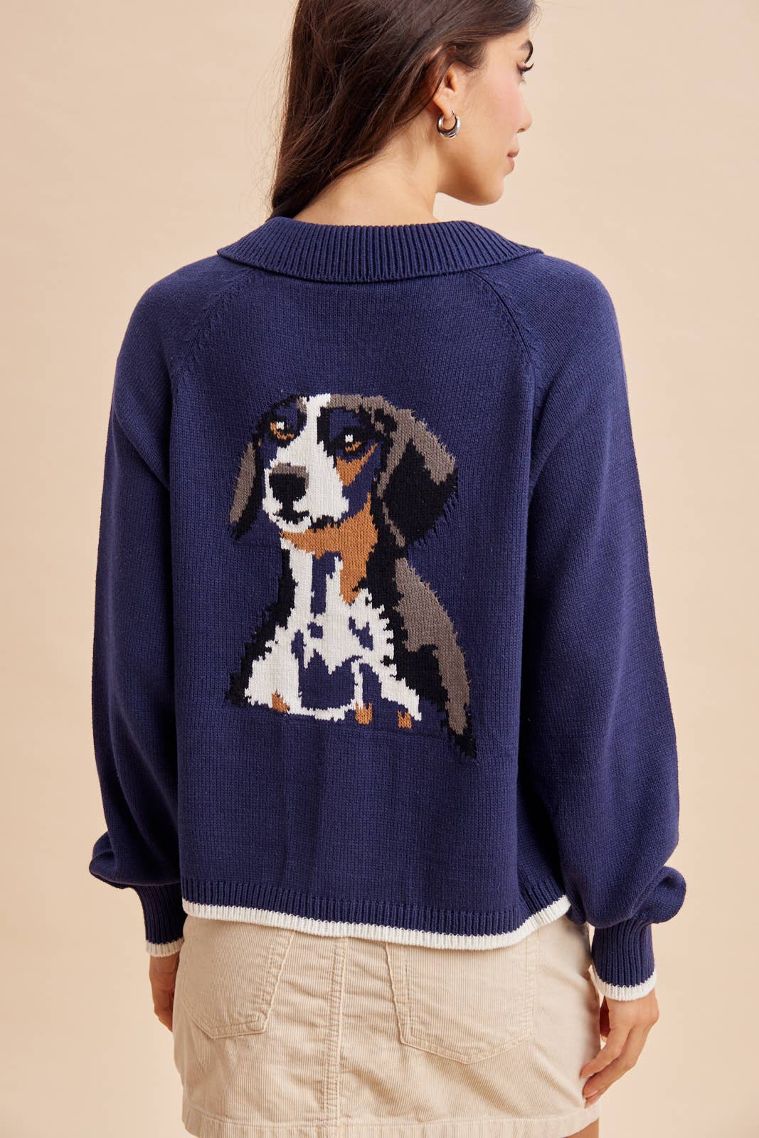 BEAGLE KNITTED CARDIGAN: DUSTED OLIVE / S