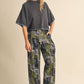 PATCHWORK BANDANA PRINT PLEATED PARACHUTE PANTS MP5392: OLIVE MULTI PAISLEY / M