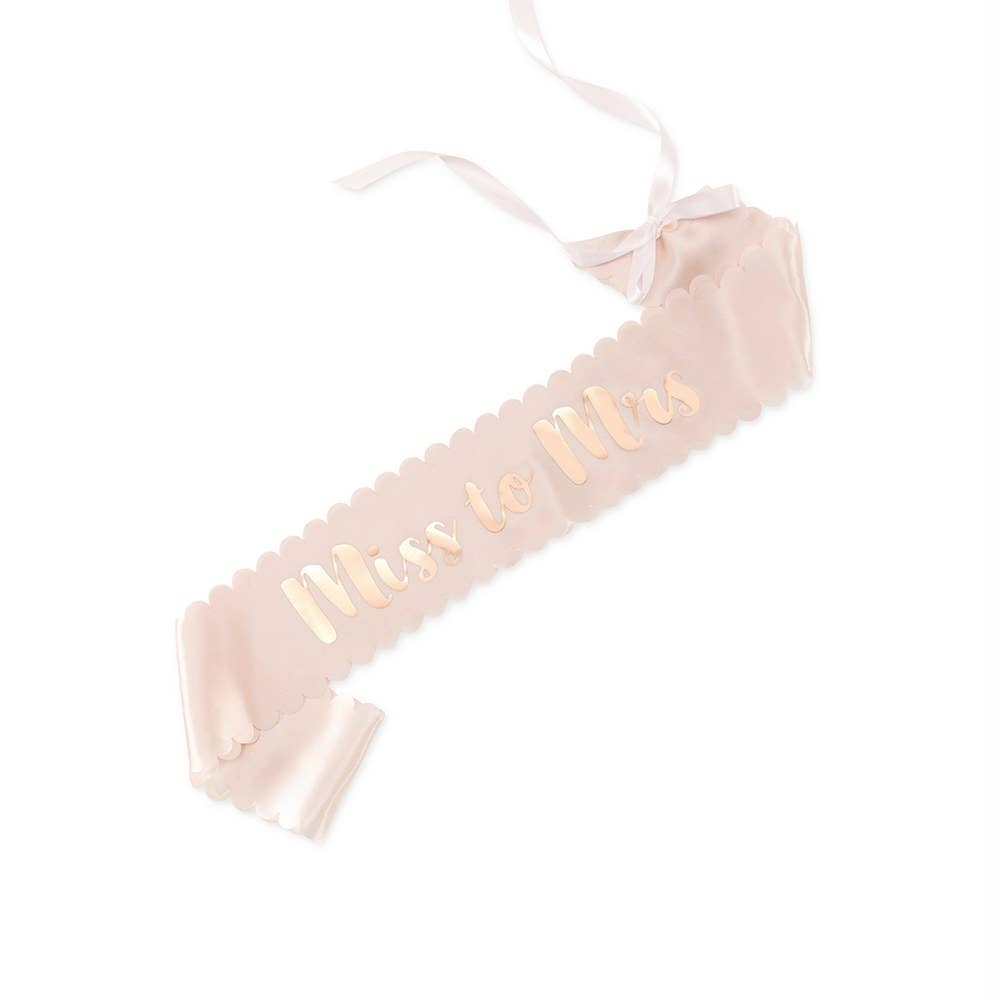 Blush Pink & Rose Gold Satin Bachelorette Sash- Miss To Mrs