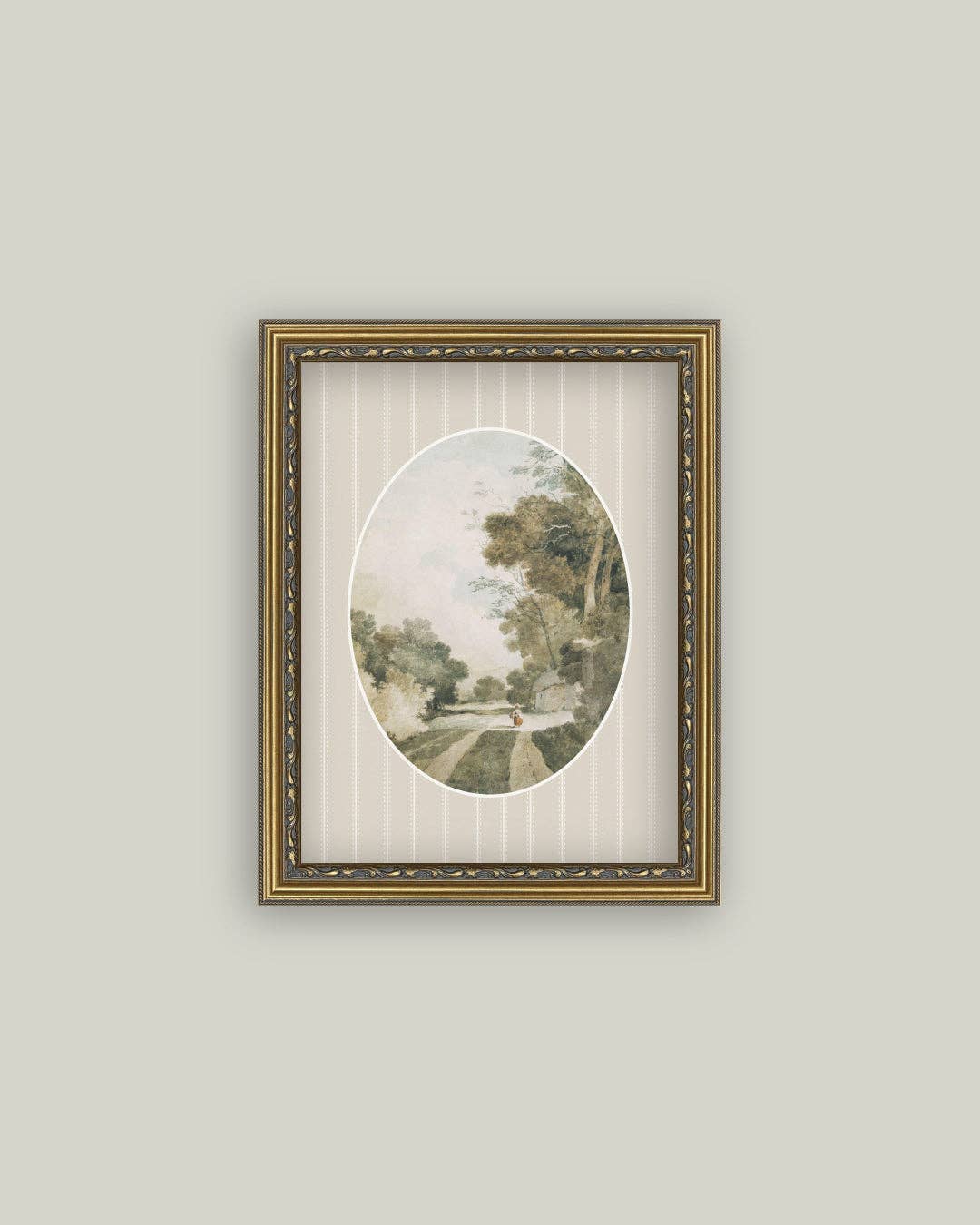 Oval Landscape with Cottages: 8x10