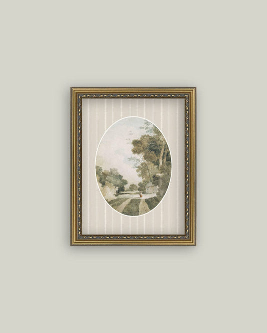 Oval Landscape with Cottages: 8x10