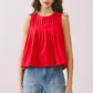 CT9082-Pleated Detail High Low Sleeveless Top: Baby Blue / L